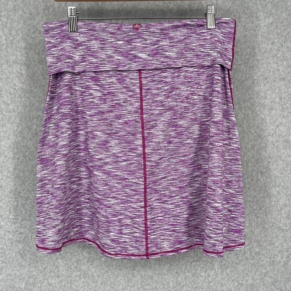 PrAna Womens Leanne Pull On Athletic Skirt Size M Purple Fold Over Spacedye NWOT - Picture 2 of 11